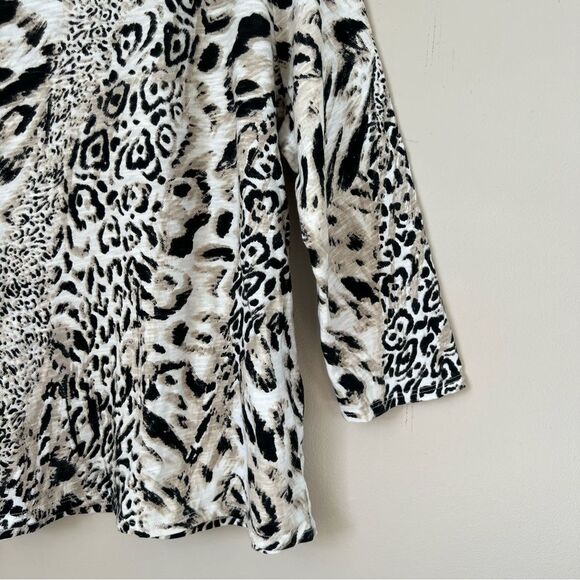 Chico’s Leopard Embellished Round Neckline 100% Cotton Tunic Top XL - Picture 5 of 15